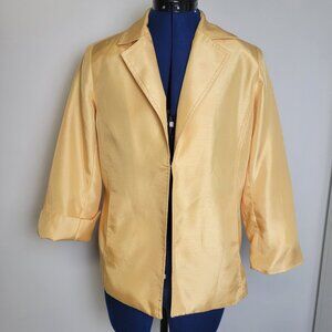 Susan Graver Womens Shimmery Butter Yellow Long Sleeve Flip-Cuff Jacket  XS